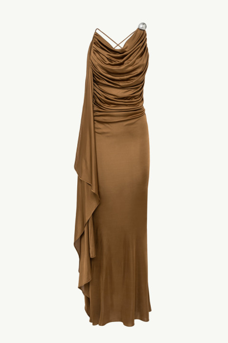 DRAPED LONG DRESS IN JERSEY