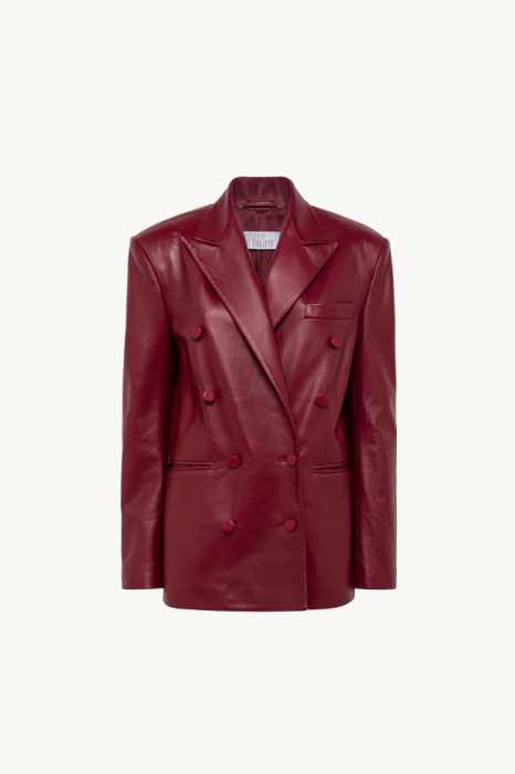 DOUBLE-BREASTED BLAZER IN LAMBSKIN