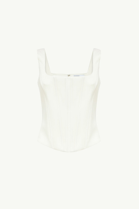 STRAPPED BUSTIER IN LIGHT WOOL