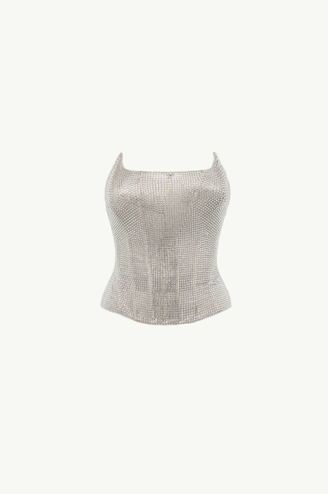 BUSTIER WITH ALL-OVER MICRO RHINESTONES