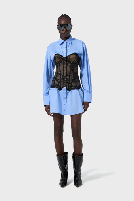 OVERSIZED SHIRT WITH LINGERIE BUSTIER